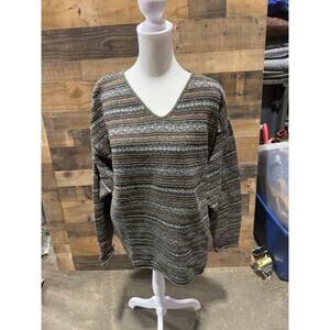 Vintage 1980s ALPS- Olive Grove-V-Neck Sweater - Size XXL